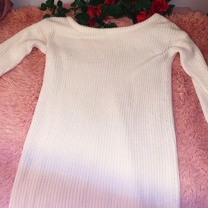 MISSGUIDED ML WHITE OFF THE SHOULDER SWEATER DRESS